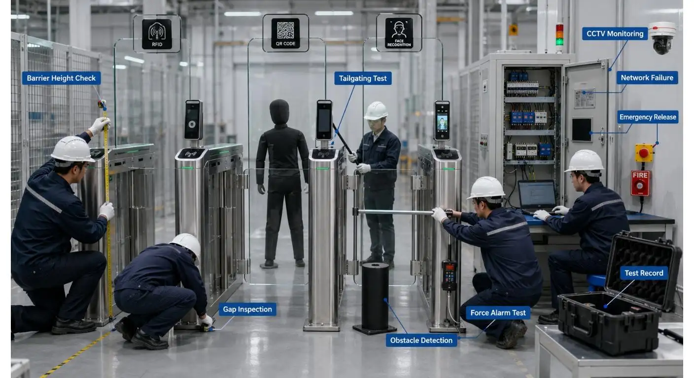 Поворотный турникет управления доступом с конструкцией противоподъёмных подъёмов
